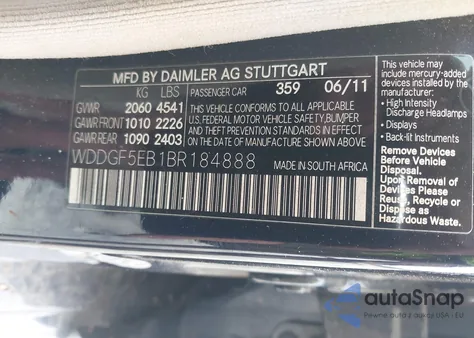 2011 Mercedes-Benz C 300 Luxury/Sport из США, поврежденный, VIN WDDGF5EB1BR184888